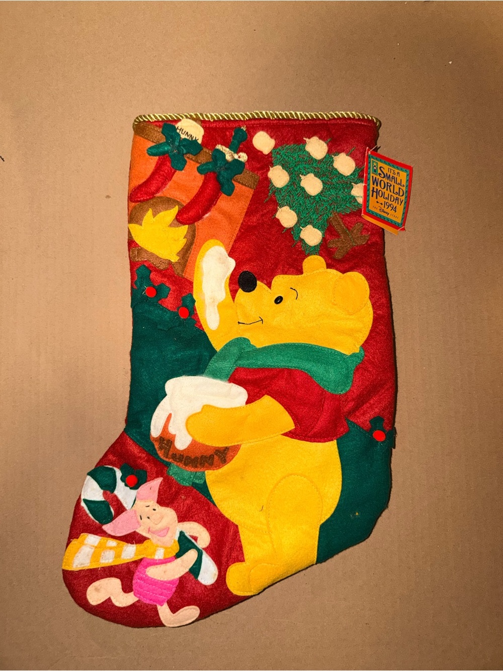 Vintage 1994 Disney Store Winnie the Pooh Piglet Christmas Stocking NWT